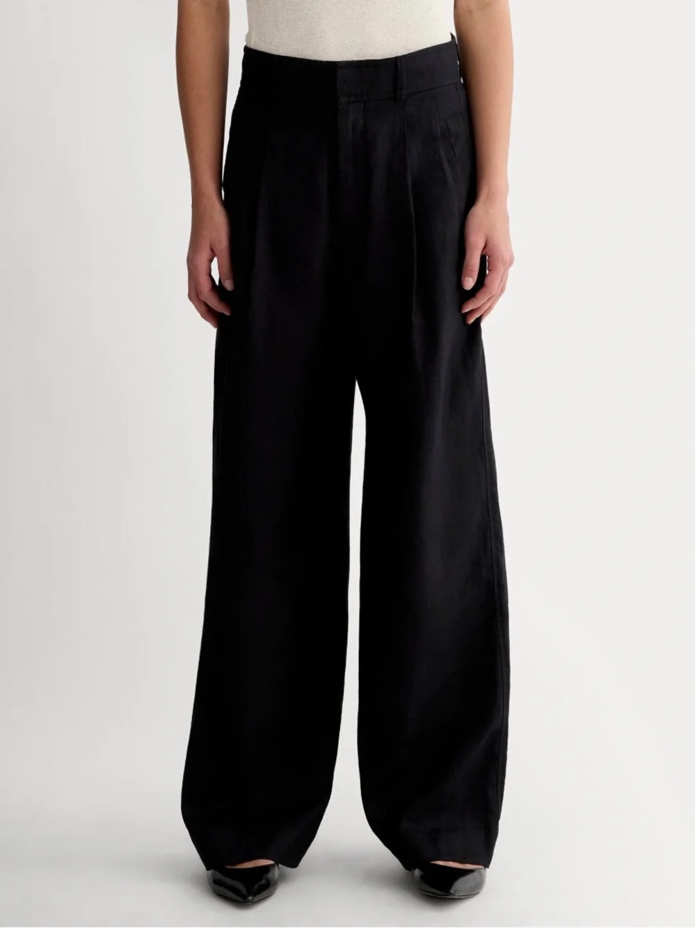 Everlane The Linen Way-High Drape Pant Black Wide Leg Classic Trousers Sz 6 NWT